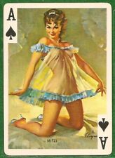 Gil Elvgren ACE OF SPADES Mint Pinup Playing Card 1950s Magenta Back Sexy GGA   picture
