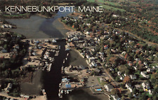 Kennebunkport ME Maine, Aerial View River at Low Tide, Vintage Postcard picture