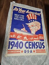 1940 Census Poster, Uncle Sam. USA, 