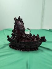 Seven Lucky Gods Of Japan Redwood Resin Treasure Ship 13x11 picture