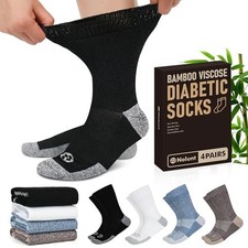 Diabetic Socks for Men,4 Pairs Crew Diabetic Neuropathy Socks for Men Size 9-... picture