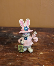 Suzi Skoglund Blossom Bucket Resin Spring Shopping Bunny Rabbit Figurine EUC picture