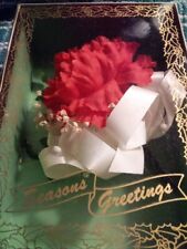 Vintage Women's Boxed Rico Ltd Corsage Red Carnation Seasons Greetings Holiday picture