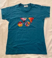 Yonex Floral Logo T-Shirt Blue Organic Cotton 100% Antiviral Women Size M Japan picture
