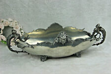 ANTIQUE Italian Centerpiece bowl gothic dragons  PELTRO PEWTER metal  picture