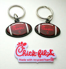 2 Vtg Chick-fil-A Chicken Restaurant Football Key Chain New NOS Mint MIP 2000's picture