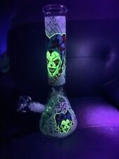14” Glow in the Dark Green  Beaker Hookah Water Pipe Bong Luminescent joker picture