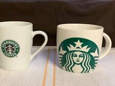 Starbucks 14 oz Coffee Mug 2017 & 8 oz 2007 Green Mermaid Siren White Cup picture