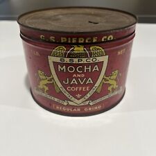 1 pound Java & Mocha Coffee Tin S.S. Pierce And co. Antique RARE picture