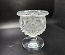 Vintage Lalique Frosted Glass Lion's Heads Candlestick Holder, 3.75