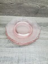 Pink Depression Glass Plates Set Of 4 Wheat & Flower Design  7