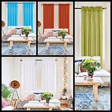 2 Semi-sheer solid faux silk window curtain energy efficient light filtering MR2 picture
