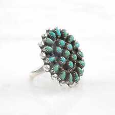 Vintage Native American Ring Turquoise Cluster Sterling Silver Size 6 1/2 picture