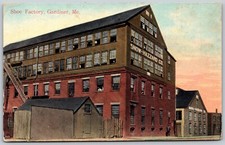c1913 Shoe Factory GARDINER Maine Snow-Hazzard Co. Building ANTIQUE Postcard picture