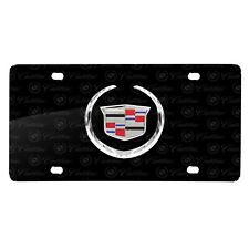 Cadillac 3D Logo on Logo Pattern Black Aluminum License Plate picture