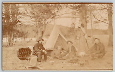 RPPC Postcard~ Three Men Cooking & Camping~ Near Georgetown Bridge~ Anaconda, MT picture