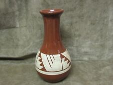 Vintage Pine Ridge Art Pottery Sioux South Dakota Artist Signed Cream Brown Vase picture
