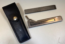 VINTAGE BUCK STEELMASTER 137 KNIFE SHARPENING STONE W/LEATHER CASE picture