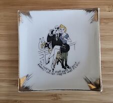 1950s VTG Retro Sexist Trinket Tray or Coaster Gold Leafing Boss Secretary MCM picture
