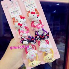 20pcs My Melody Kuromi Pompompurin Cinnamoroll Hello Kitty Elastic Hair Rope Tie picture
