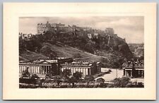 Edinburgh Scotland Edinburgh Castle & National Gallery Scenic BW Postcard picture