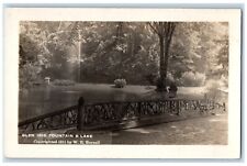 1913 View Of Glen Iris Fountain & Lake RPPC Photo Posted Antique Postcard picture