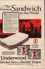 Vintage 1921 UNDERWOOD Deviled Ham Tongue Branded by the Devil Sandwich Print Ad picture