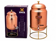 Premium Copper Water Dispenser -hammered design with Stand | 5 ltr picture
