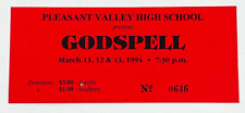 1994 Pleasant Valley High School  Godspell Play Ticket Stub Brodheadsville PA picture