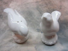 Collectible White Ceramic Songbird Salt & Pepper Shakers w/Glossy Glaze picture