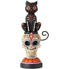 Jim Shore Heartwood Creek Halloween Day of Dead Black Cat on Skull 6010670 picture