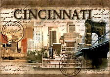 Vintage Cincinnati skyline postcard, eco-friendly & made in USA picture