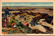 Postcard Painted Desert From Desert View Arizona Native Americans 1938 picture
