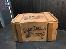 Vtg Star Candles Wood Box Procter & Gamble Cincinnati Ohio Sliding Lid 16x12x8.5 picture