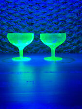 2 Uranium Champagne Glasses Coupe Stemware Wedding Celebration Replacement GLOWS picture