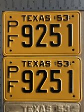 1953 Texas license plate pair PF 9251 YOM DMV NOS fresh out of the box 13017 picture