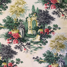 Vintage 1940s Spectrum Barkcloth Fabric Mansion Cherubs Portal Hollywood Regency picture