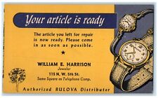 c1905 William E. Harrison Jeweler Bulova Distributor Advertising Postcard picture