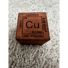 One Pound Solid Copper Cube Periodic Table Element Cu Paperweight Science Decor picture
