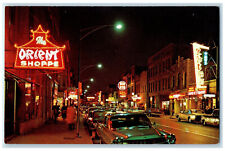 c1960's The Orient Shoppe Chinatown at Night Chicago Illinois IL Postcard picture