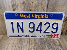 VINTAGE West Virginia License Plate 1N 9429 WILD, WONDERFUL, BLUE & YELLOW picture
