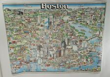 Vintage 1980s City of Boston Character-Print Color Poster Map (29 1/10” x 38.5”) picture