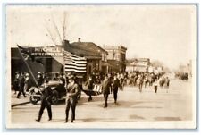 c1918 Patriotic Parade Auto Supply Redline Crowd Mitchell SD RPPC Photo Postcard picture