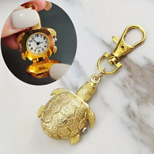 Turtle Shape Cute Pocket Watch Vintage Keychain Novelty Quartz Watch Golden Gift picture