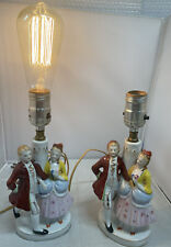 Vintage Figural Lamps Colonial Couple -Porcelain Boudoir Lamps GUC picture