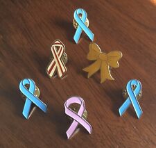 Vintage Lot Of Awareness Ribbons Enamel Metal Pin Breast Prostate Cancer & More picture