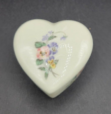 Russ Heart Shaped Trinket Box Porcelain #4935 Pansy Flower Made in Japan picture