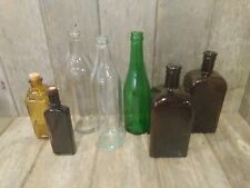 Lot of Assorted Vintage & Antique Glass Bottles, Various Sizes, Square Brown picture
