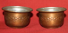 Antique Set 2 Bulgarian Hand Made Tinned Copper Folk Art Cups Mugs picture