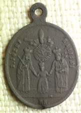 Antique Poland 1800s brass Medal Catholic Pectoral Icon Pendant D1344 picture